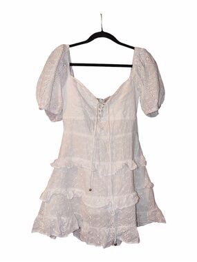 Angel Biba White Eyelet Puff-Sleeve Mini Dress